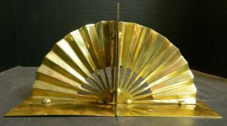 Vintage Art Deco Style Brass Fan Bookends 6 " X 6 " X 3 "