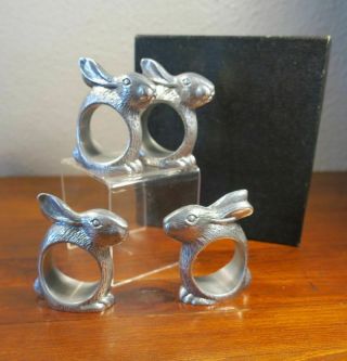 Early Arthur Court Boxed Set Of Figural Bunny Rabbit Napkin Rings (4)