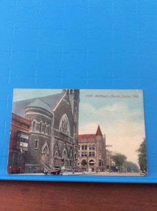 Postcard Ohio Canton Mckinley Church Central Savings Bank