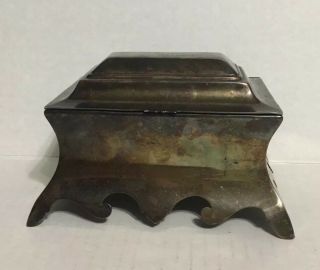 Antique Silver Plated Hinged Jewelry Trinket Box No Lining Engraved On Top