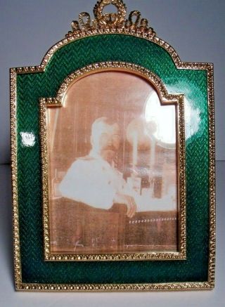 Fabulous,  Signed Faberge Dark Green Enameled Picture Frame B