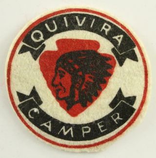 Vintage Bsa Boy Scout Felt Patch Quivira Camper Red Arrowhead Indian Head 2.  5 "