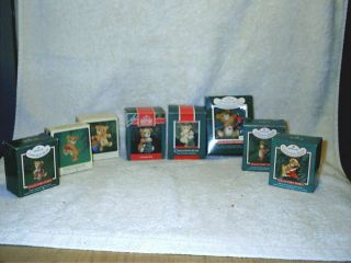 8 Complete Hallmark Keepsake Ornaments Cinnamon Bear Series 1983 - 1990 Porcelain