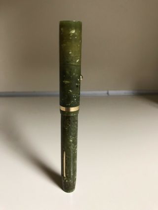 COOL Vintage Scheaffer ' s White Dot Lifetime Lime Green Jade Fountain Pen 4