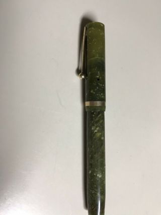 COOL Vintage Scheaffer ' s White Dot Lifetime Lime Green Jade Fountain Pen 5