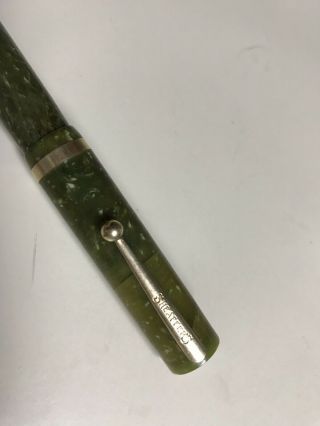 COOL Vintage Scheaffer ' s White Dot Lifetime Lime Green Jade Fountain Pen 7