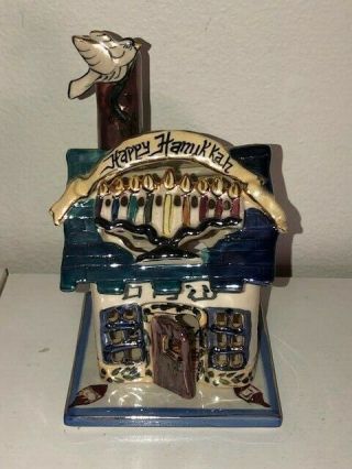 Happy Hanukkah House Ceramic Tea Light Holder 2000 Blue Sky Clayworks H Goldminc