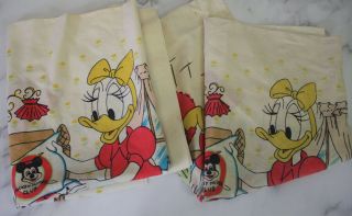 2 Vintage Disney Mickey Mouse Club Pillowcase Chores Donald Minnie Daisy Duck
