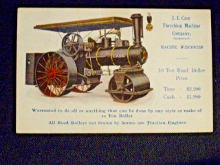710.  J.  I.  Case Threshing Machine Co,  Advertising Postcard For 10 Ton Road Roller