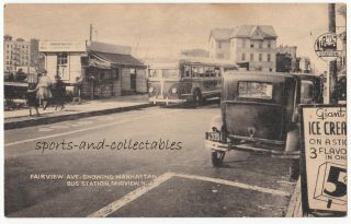 Manhattan Lines Bus Station - Fairview Ave,  Fairview,  Nj - Vintage Postcard