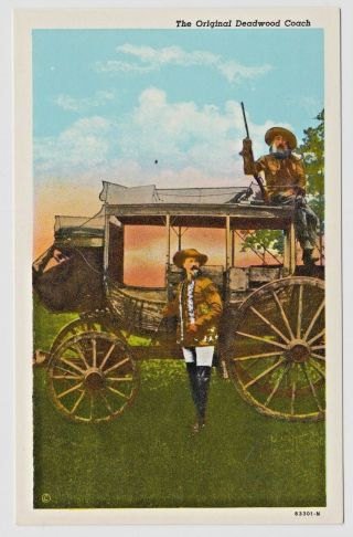Vintage Wild West Postcard The Deadwood Coach Buffalo Bill