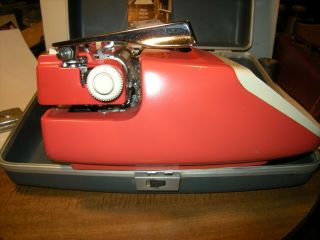 Orange - Red Royal 1960 ' s Safari Portable Typewriter,  Mid - Century Danish Modern 2