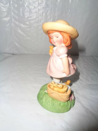 Vintage - 1985 Avon - Easter Charm - Girl With Ducks Figurine
