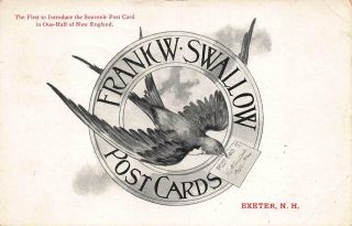 Exeter Nh Frank W.  Swallow Post Cards Advertising Card