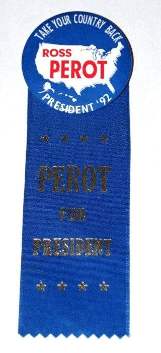 1992 ROSS PEROT campaign pin pinback button political bush presidential election 2