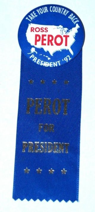 1992 ROSS PEROT campaign pin pinback button political bush presidential election 3