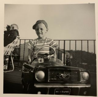 Vintage Photo Snapshot 1967 Ford Mustang Pedal Car Happy Boy