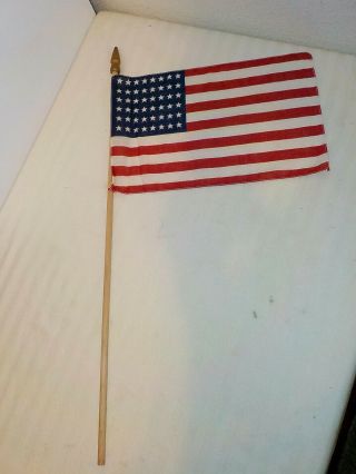 Vintage 48 Star Us Flag 11 " X 7 " On A Waving Stick