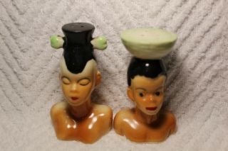 Vintage Black Americana Man And Woman Salt And Pepper Shakers