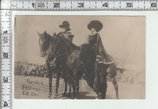 Azo Rppc - Real Photo Postcard - Costumed Man And Woman Each Atop A Horse