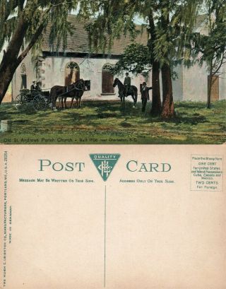 Charleston S.  C.  Old St.  Andrews Parish Church Antique Postcard