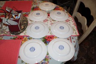 Vintage Staffordshire Ironstone Dinner Plates Liberty Blue Independence Hall 7PC 7