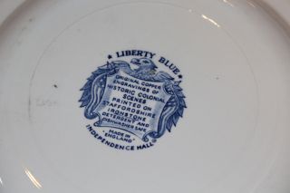 Vintage Staffordshire Ironstone Dinner Plates Liberty Blue Independence Hall 7PC 8