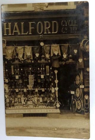Shop Front Postcard Real Photo - Halford Cycle Co Wolverhampton 31 Dudly St