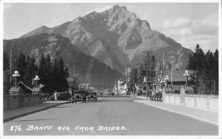 Br103101 Banff Ave From Bridge Real Photo Car Voiture Canada