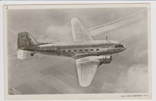 Vintage Rppc Klm K.  L.  M.  Airlines Douglas Dc - 3 Aircraft
