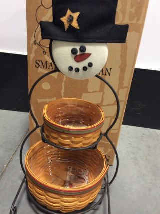 Longaberger Snowman Wrought Iron Stand W/ Frosty Basket Combos And More