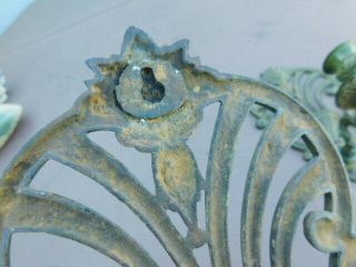Decorative Antique Pair Art Deco Green Cast Iron Candle Holder Wall Sconce set 8
