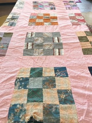 Vintage Hand Sewn 16 - Patch Quilt Top Cotton Wool Cutter