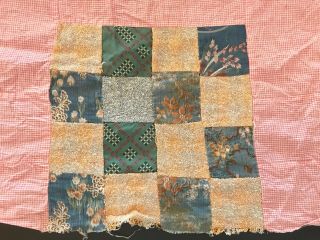 Vintage Hand Sewn 16 - Patch Quilt Top Cotton Wool Cutter 2