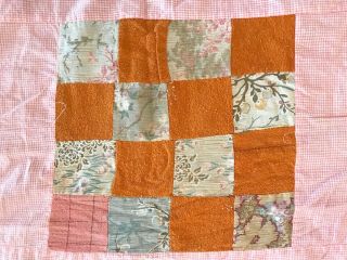 Vintage Hand Sewn 16 - Patch Quilt Top Cotton Wool Cutter 4