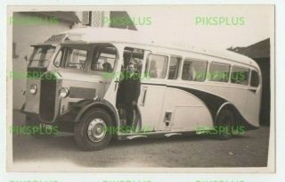 Old Postcard Hants & Sussex Motor Bus At Emsworth Real Photo Vintage 1937