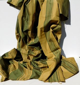 Vintage Stripe Silk Faille Fabric Yardage Moss Gold Avocado 59 " W 68 " L,  10x29