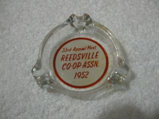 Vintage 1952 Reedsville Co - Op Assn.  - Glass Advertising Collectible Ashtray - Diner