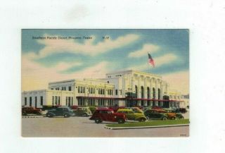 Tx Houston Texas 1947 Linen Post Card Southern Pacific Depot
