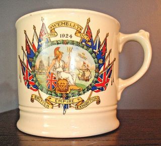 1924 British Empire Exhibition Porcelain Souvenir Arcadian Mug Cup,  Wembley