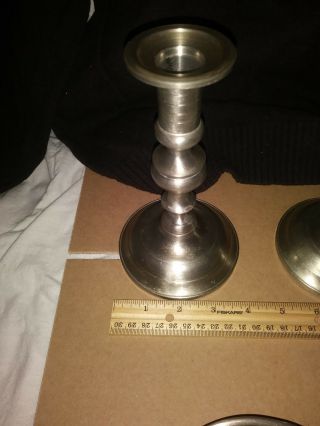 woodbury pewter candle holders plus a candle holding plate pewter also 3