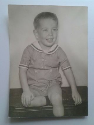 Vintage Black And White Photo Cute Boy In Sailor Suit