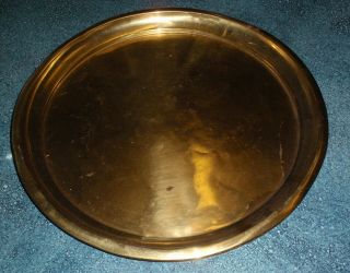 Vintage Large Brass Etched Round Tray 16 " Wide - Great Find