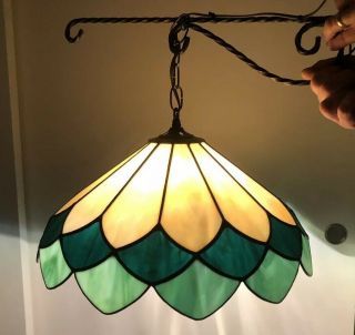 Vintage Tiffany Style Stained Glass Hanging Ceiling Lamp 17 "