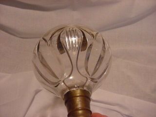ANTIQUE OIL LAMP BASE MILK GLASS BRASS GLASS BERRY DESIGN ON CORNERS OF BASE 8