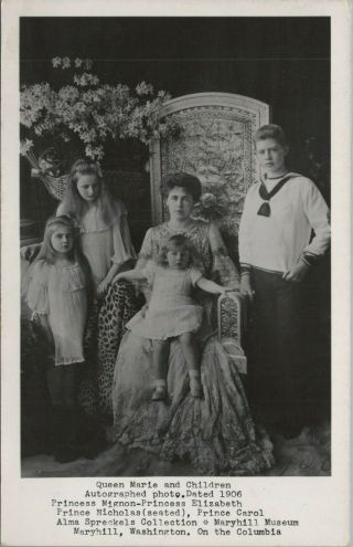 (m537) Vintage Postcard,  Rppc,  Queen Marie And Children,  Dated 1906,  Romania