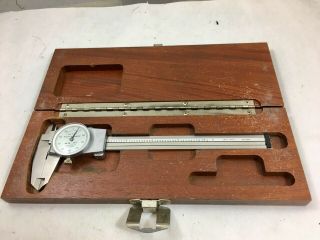 Vintage Brown & Sharpe 6 " Dial Caliper,  In Wooden Case,  599 - 579 - 4,  Swiss,  Nr
