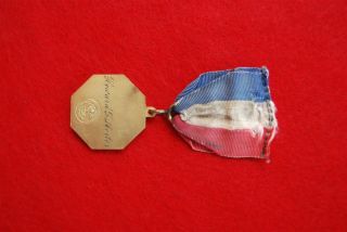 1921 - 1928 Gold Camping Contest Medal Frayed Red White And Blue Ribbon 3