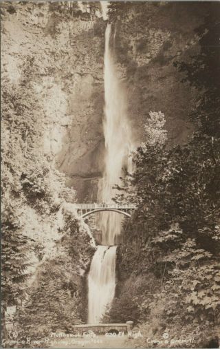(m552) Vintage Postcard,  Rppc,  Multnomah Falls,  Columbia River,  Oregon
