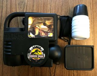 Jurassic Park Vintage Thermos Lunch Box Complete W/ Strap & Snack Box 90s Retro